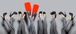 Six sets of legs-5 in black heels and one set in Red Swim Fins-A Memorable Trademarkable Brand